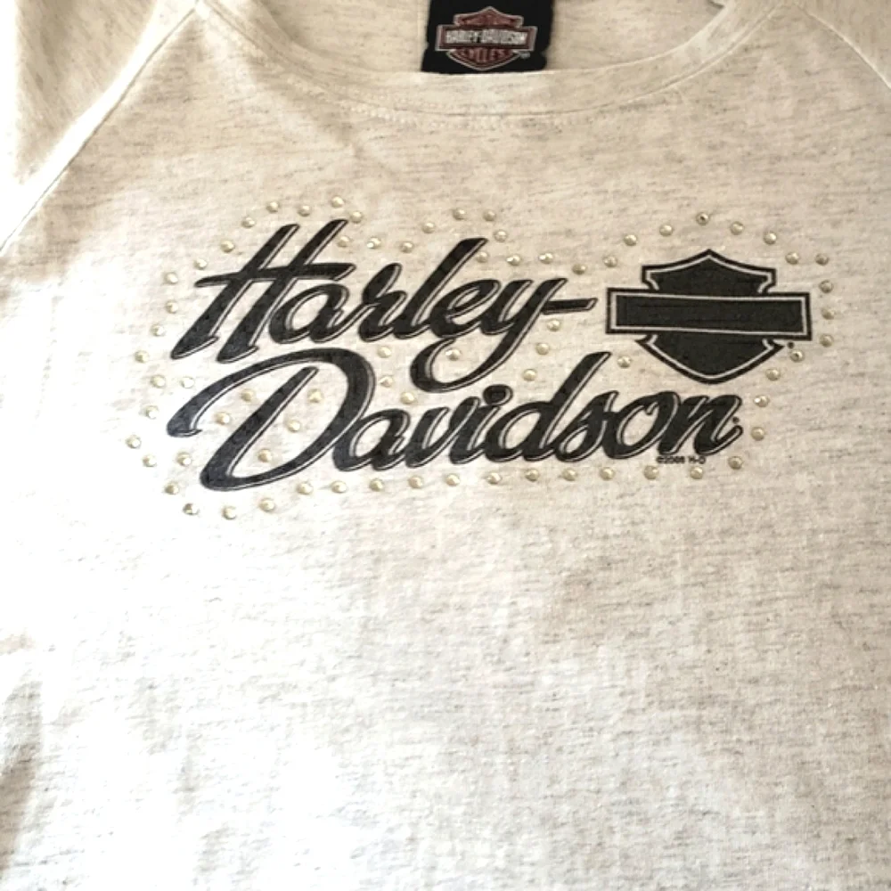 Harley Davidson Shirt Authentic  100% Cotton Elbow L - XL Heather Cream New - Picture 5 of 10